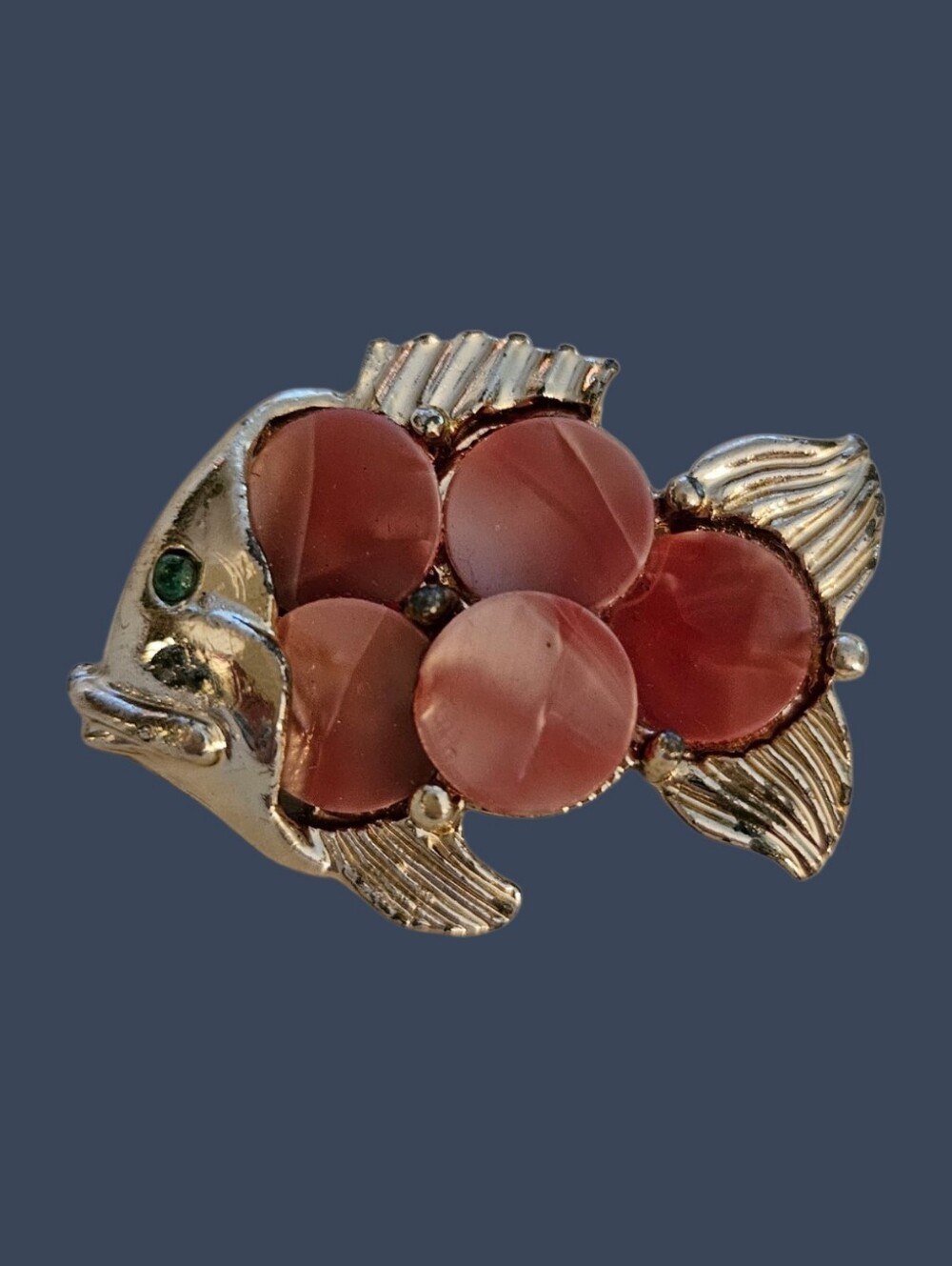 Vintage Fish Brooch with Pink Mother Of Pearl Shell Scales